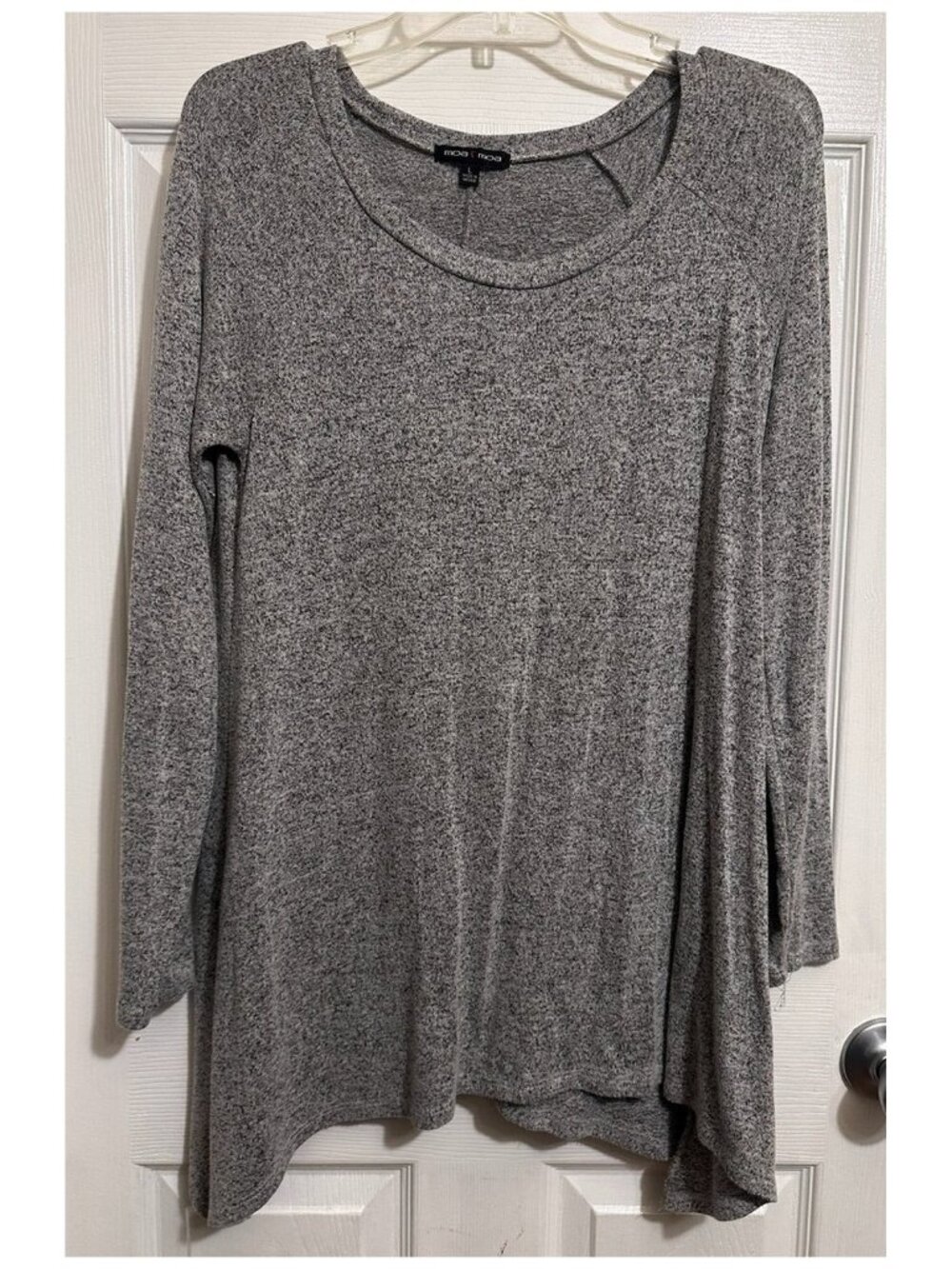 Moa Moa Women's Long Sleeve Pullover Top Blouse Shirt Gray Size L